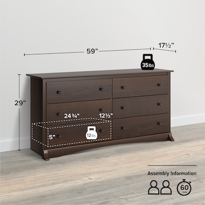 Prepac Fremont 29" 6-Drawer Dresser, Espresso (EDC-6330-K)