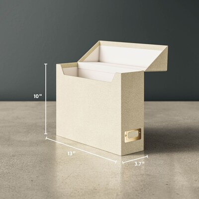 Smead 40% Recycled Fabric/Canvas File Box Attached Flip Top, 13 x 10, Beige (70232)
