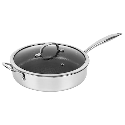Brentwood 11 Frying Pan With Glass Lid, Stainless Steel (B-DSH28L)