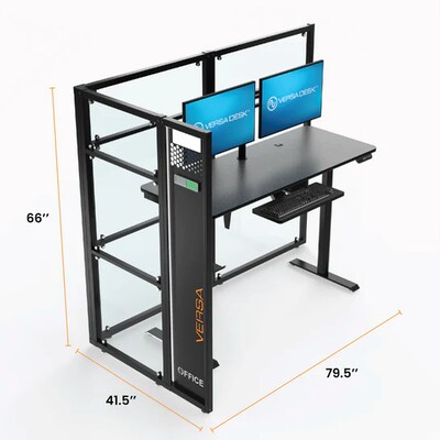 VersaDesk WorkNest 66H x 79.5W L-Shaped Cubicle Panel Workstation, Black (WNCL-7248-B)