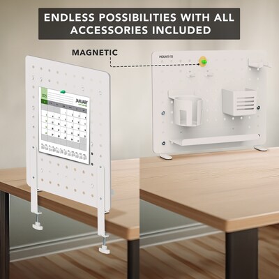 Mount-It! Clamp-On Pegboard Organizer with Accessories for Desks, White (MI-7302WHT)