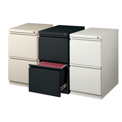 Hirsh 20" Mobile Pedestal File Cabinet, 2 Drawer File-File, Letter Width, Putty (18577)