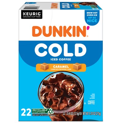 Dunkin' Cold Caramel Iced Coffee Keurig® K-Cup® Pods, Medium Dark Roast, 88/Carton (5000375314CT)