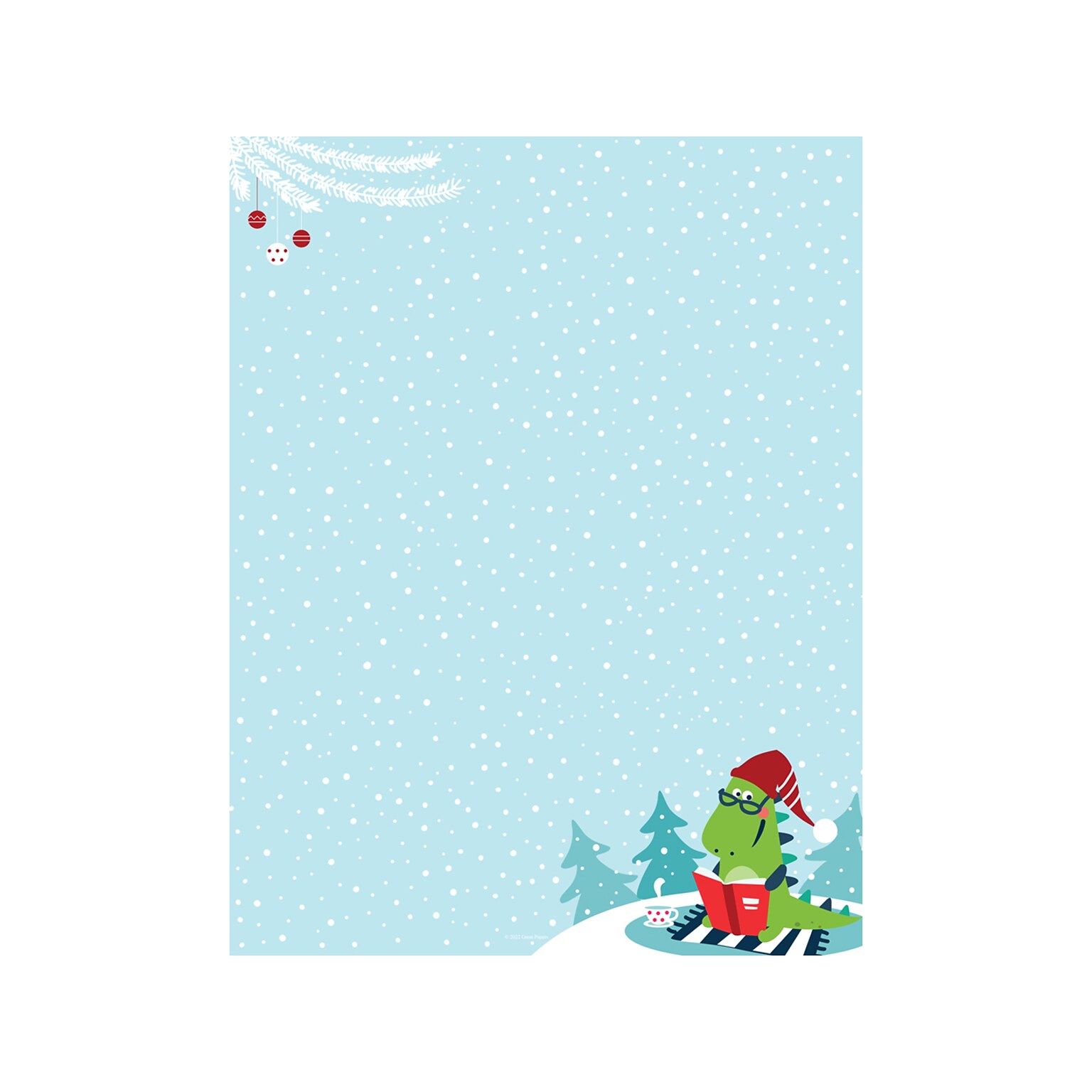 Great Papers Christmas Dinosaur Reading Holiday Letterhead, Multicolor, 50/Pack (2022013)