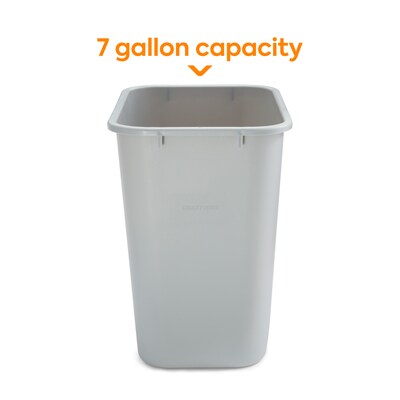 Coastwide Professional™ Indoor Trash Can Without Lid, Gray Soft Molded Plastic, 7 Gallon (CW56431)
