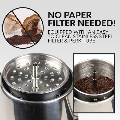 HomeCraft HCPC10SS 10-Cups Stainless Steel Coffee Percolator, Silver/Black