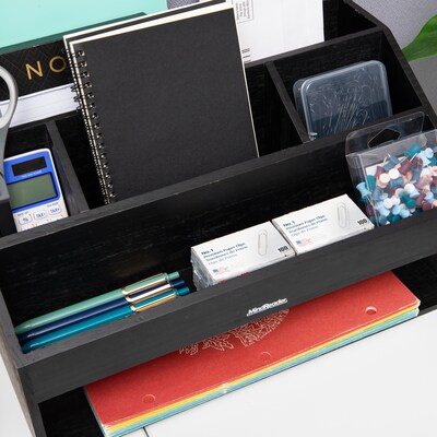 Mind Reader 6-Compartment Desk Organizer, Black (DESKCOMP-BLK)