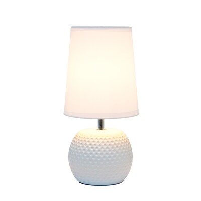 Simple Designs Studded Texture Ceramic Table Lamp, White (LT2084-WHT)