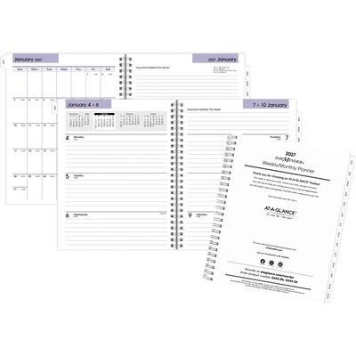 2027 AT-A-GLANCE DayMinder Executive 8.75 x 7 Weekly & Monthly Planner Refill Pages, White (G545-50-27)