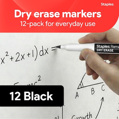 Staples Remarx Dry Erase Marker, Ultra Fine Tip, Black, 12/Pack (ST62957)