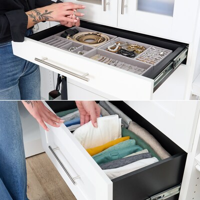 Bestar Florence Walk-In Closet System, 10 Shelves, 8 Drawers, 71"W x 25"D, White (127614-000017)