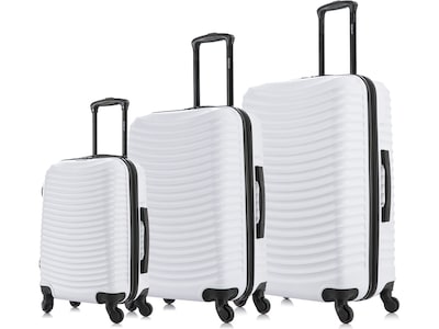 DUKAP Adly 3-Piece Hardside Spinner Luggage Set, TSA Checkpoint Friendly, White (DKADLSML-WHI)