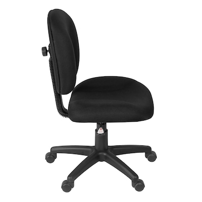 Regency Comfort Series Armless Ergonomic Fabric Swivel Task Chair, Black (105-BK)
