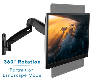 Mount-It! Height Adjustable Monitor Wall Mount Arm for 13" to 32" Monitors, Black (MI-765)