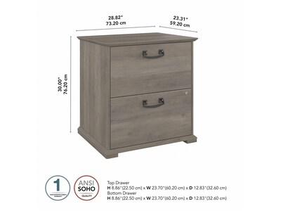 Bush Furniture Homestead 2-Drawer Lateral File Cabinet, Letter/Legal Size, Lockable, Driftwood Gray (HOF129DG-03)