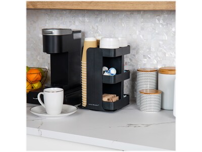 Mind Reader Plastic 8-Compartment Cup and Condiment Carousel Countertop Organizer, Black (CUPOSPIN-BLK)