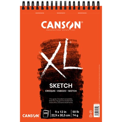 Canson XL Series 9 x 12 Wire Bound Sketch Pad, 100 Sheets/Pad, 2/Bundle (MCXC100510939-2)