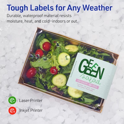 Avery Waterproof Rectangle Laser Multipurpose Labels, 1.5" x 7.5", White, 250/Box (19479399278)