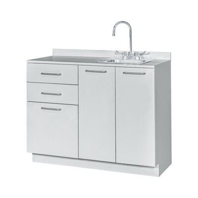 Viva Comfort 36.75"H x 42"W Exam Room Medical Cabinet With Sink, 2-Doors, 3-Drawers, Gray (ADIME902-BASE-42-RS-GRY-MK)