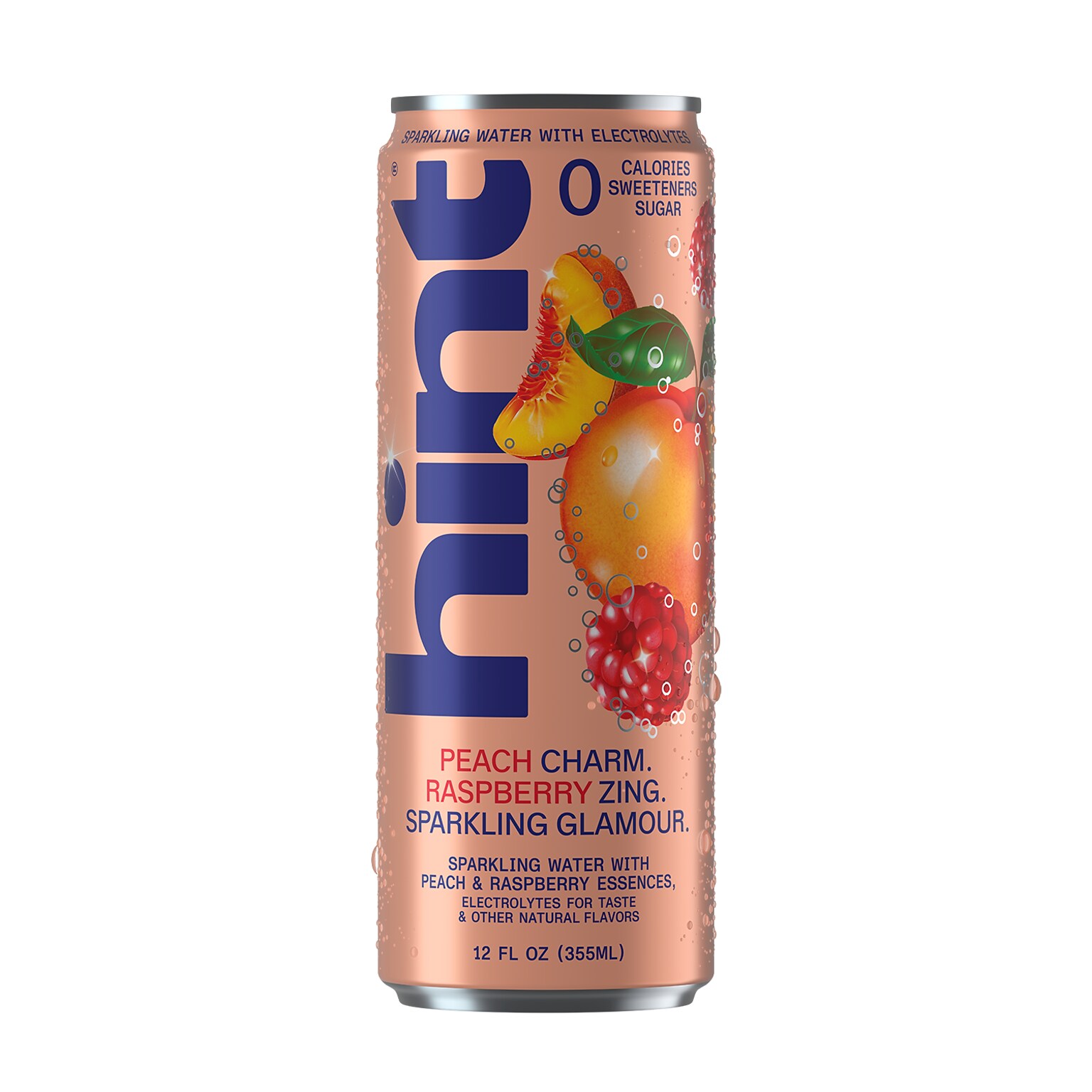 Hint Peach Raspberry Sparkling Water with Electrolytes, 12 fl. oz., 12 Cans/Carton (HINT-PRCAN-E)