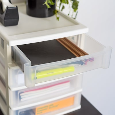 Iris 4-Drawer Desktop Unit, White/Clear, 2/Pack (587013)
