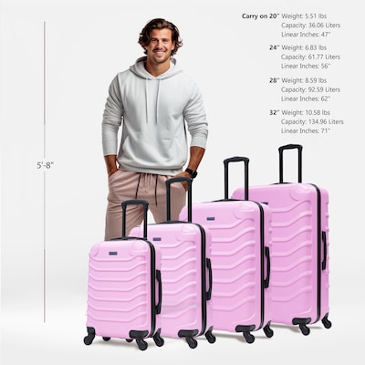 InUSA Endurance 4-Piece Hardside Spinner Luggage Set, TSA Checkpoint Friendly, Pink (IUENDSMLXL-PNK)