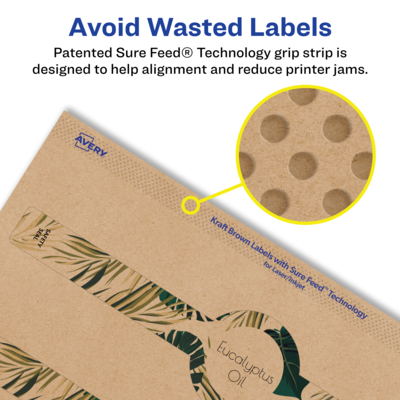 Avery Laser/Inkjet Decorative Edge Multipurpose Labels, 1.5" x 7.75", Kraft Brown, 75 Labels/Pack ( 94118)
