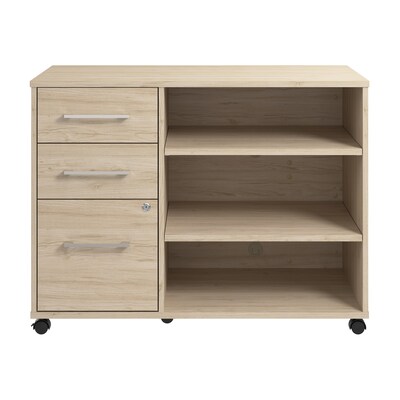 Bush Business Furniture Hustle Office Storage Cabinet with Wheels, Natural Elm (HUF140NE)