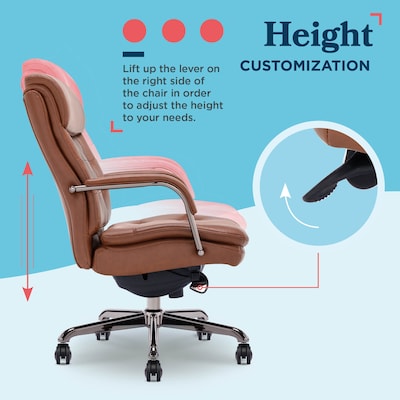 La-Z-Boy Sonata Ergonomic Bonded Leather Swivel Executive Chair, Cognac and Graphite (CCHR10014C)