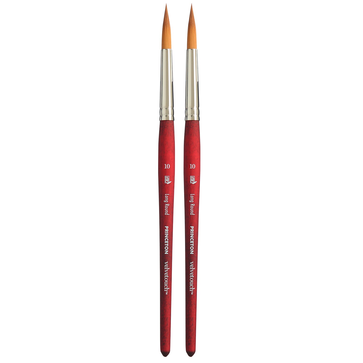 Princeton Velvetouch Mixed Media Synthetic Long Round Brush, 2/Pack (PBXP3950LR10-2)