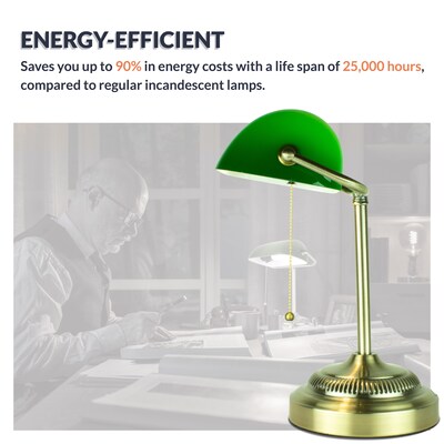 Newhouse Lighting Morgan Banker 14.5" LED Table Lamp, Antique Green (NHDK-MO-GO)