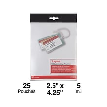 Staples Luggage Tag Size Thermal Laminating Pouches, 5 mil, 25 pack