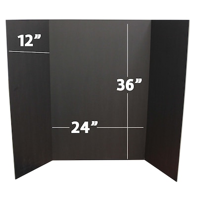Flipside Tri-Fold Presentation Board, 48" x 36", Corrugated, Black, 3/Pack (30508-3)