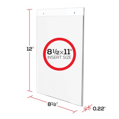 Deflecto Anti-Glare Wall Mount Sign Holder, 8.5"W x 11"H, Clear Acrylic (878201)