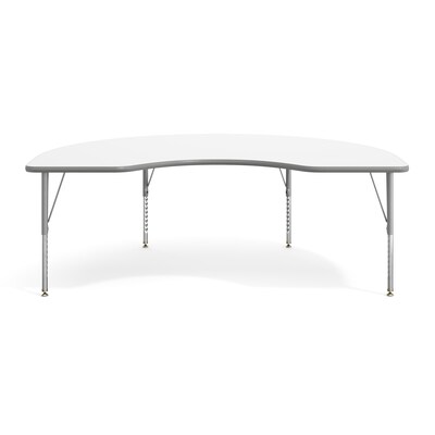 Flash Furniture Wren Kidney Activity Table, 72" x 48", Height Adjustable, White Top/Silver Frame (XUA4872KDWHTP)