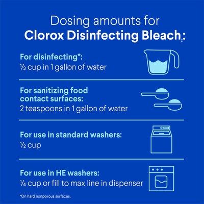 Clorox Disinfecting Bleach, HE Compatible, 43 fl. oz. (32260)