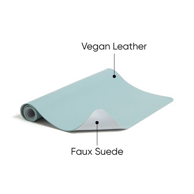 Smead Medium Vegan Leather Anti-Slip Desk Pad, 31.5" x 15.7", Light Blue (SMD64835)