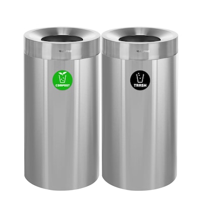 Alpine Industries Dual-Stream Compost/Trash Recycling Station, 54-Gallon, Stainless Steel (ALP475-27-CO-T)