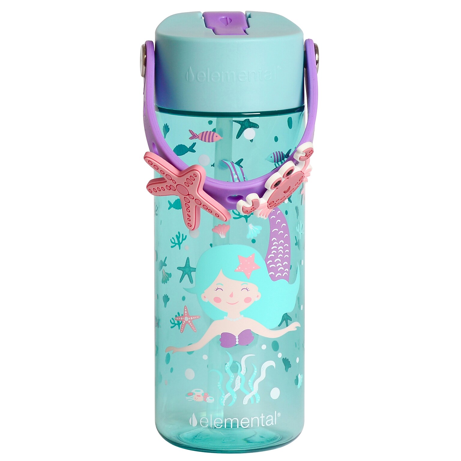 Elemental Splash Charm Plastic Water Bottle, 18 oz., Mermaid (EMLETR18MM15C)