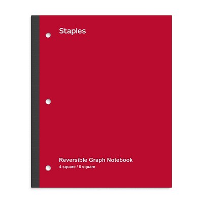 TRU RED™ Wireless 1-Subject Notebook, 8.5 x 11, Graph Ruled, 80 Sheets, Red (TR58383)