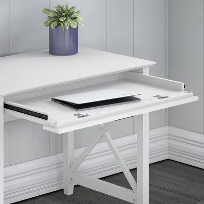 Bush Furniture Key West 54"W Computer Desk with Storage and 2 Drawer Lateral File Cabinet, Pure White Oak (KWS008WT)