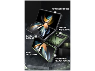 SUPCASE Unicorn Beetle Dark Green Kickstand Case for Samsung Galaxy Z Fold4 (SUP-Galaxy2022-ZFold4-5G-Unicorn-SP-Guld)