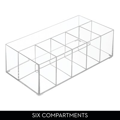 iDESIGN Stackable Plastic 6-Compartment Desk Organizer, Clear, 2 Piece (29108M2)