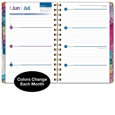 2026 Global Printed Products 5.5" x 8" Weekly & Monthly Planner, Paperboard Cover, Rainbow Gold Marble (FSHN-CY26-58-36)