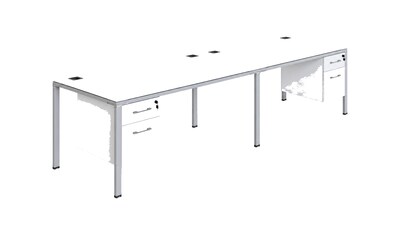 Boss Office Products Simple System 60W Desk with Pedestal, White, 2/Set (SGSD006-201-WT)
