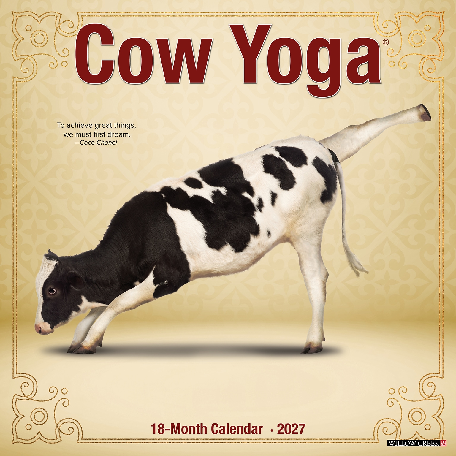2027 Willow Creek Cow Yoga 12 x 12 Monthly Wall Calendar, Assorted Colors (59883)