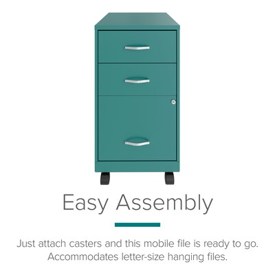 Space Solutions 3-Drawer Mobile Vertical File Cabinet, Letter Size, Lockable, 26.7H x 14.25W x 18