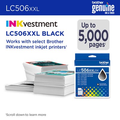 Brother LC506XXL Black Super High Yield Ink Cartridge, Prints Up to 5,000 Pages (LC506XXLBKS)