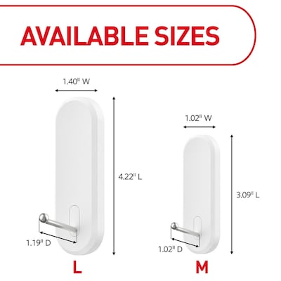Command Medium Hook, 3 lb., White, 2/Pack (17068ES)
