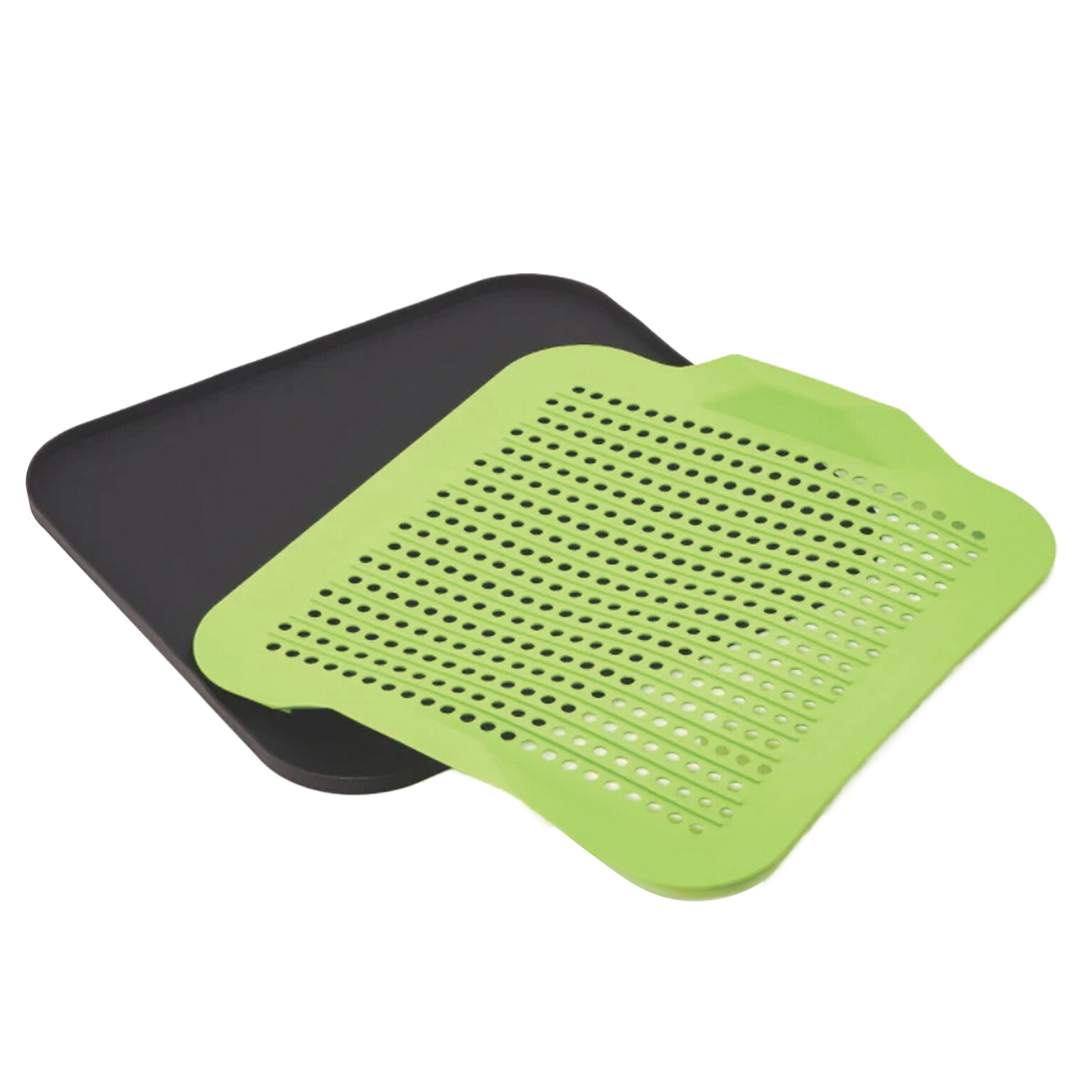 Better Houseware 2-Piece Silicone Drying Mat, Black/Green (BTH3420G)